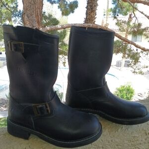 Triumph Black Leather Combat Moto Boots
